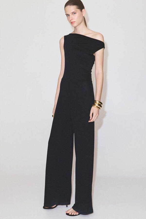 Mango viscose jumpsuit zwart