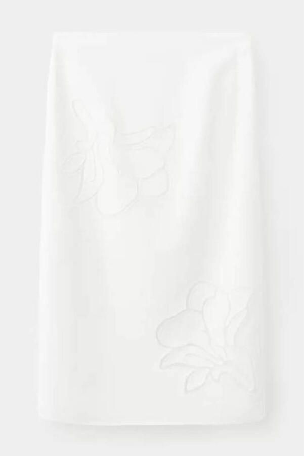 Mango viscose midi rok met linnen wit - Foto 5