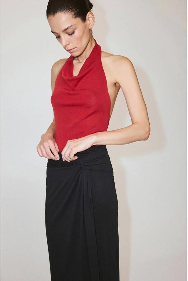 Mango viscose midi rok zwart - Foto 3