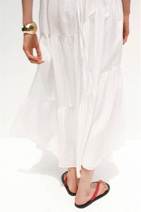 Mango viscose midi zomerjurk wit - Foto 2