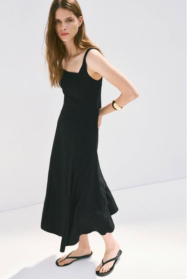 Mango viscose midi zomerjurk zwart - Foto 3