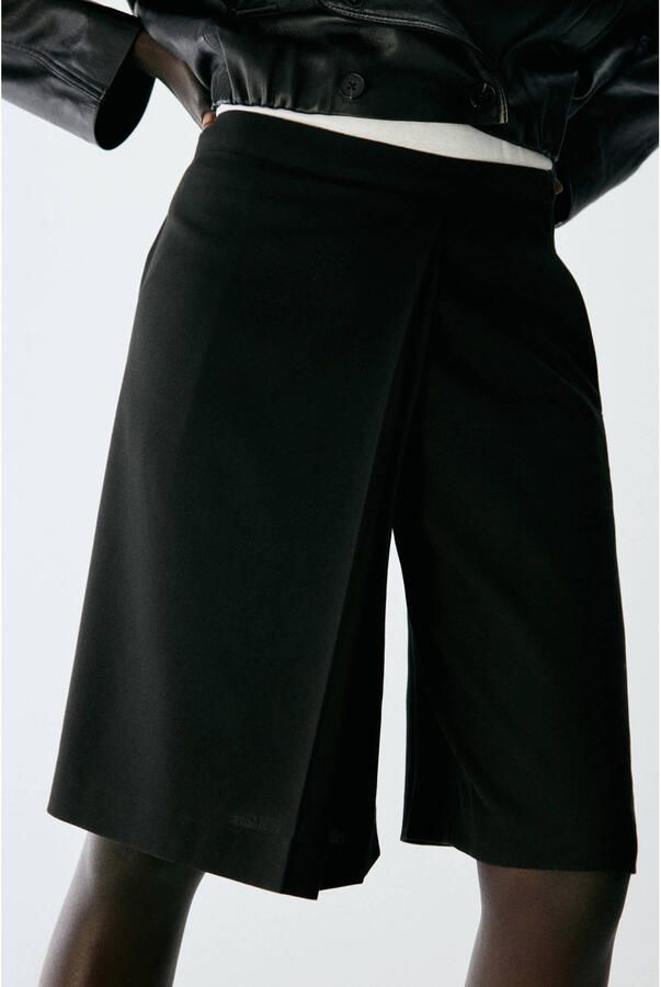 Mango wide leg bermuda short zwart - Foto 2