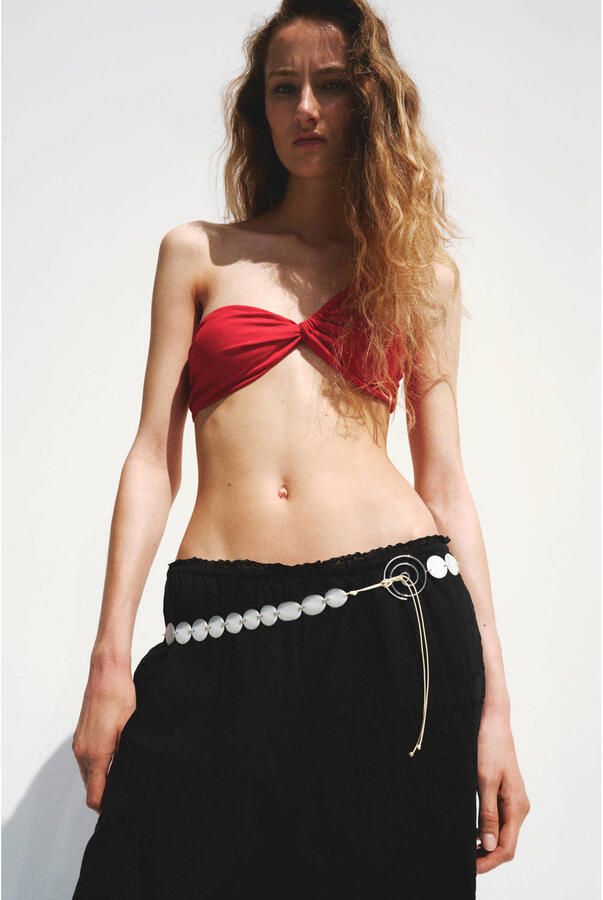 Mango wide leg broderie broek zwart
