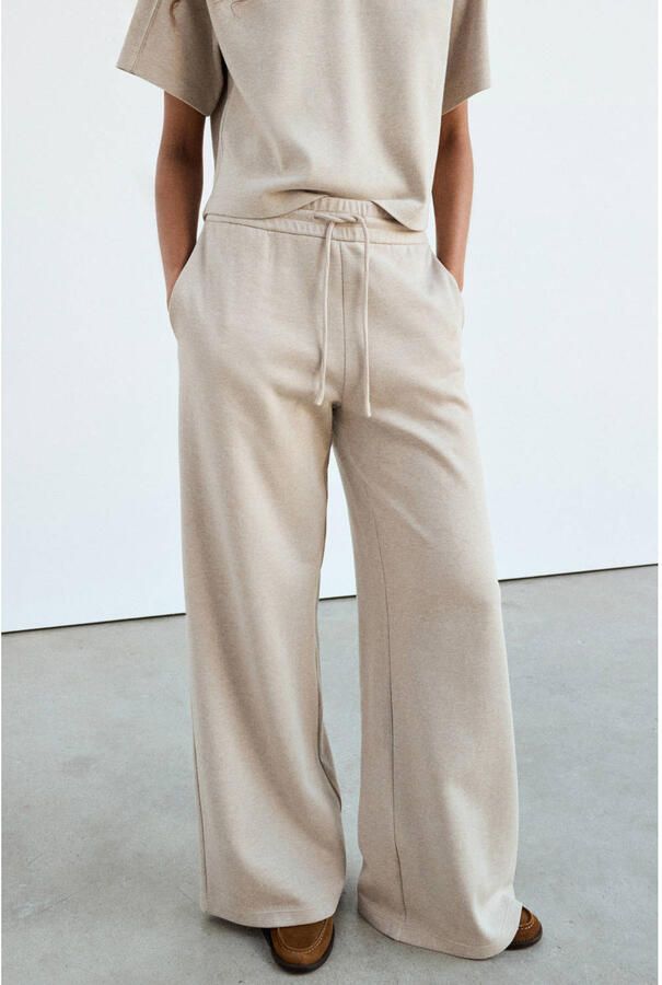 Mango wide leg broek beige - Foto 2