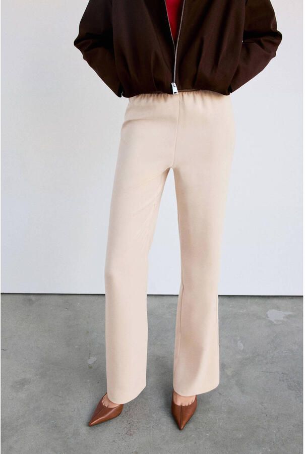 Mango wide leg broek beige