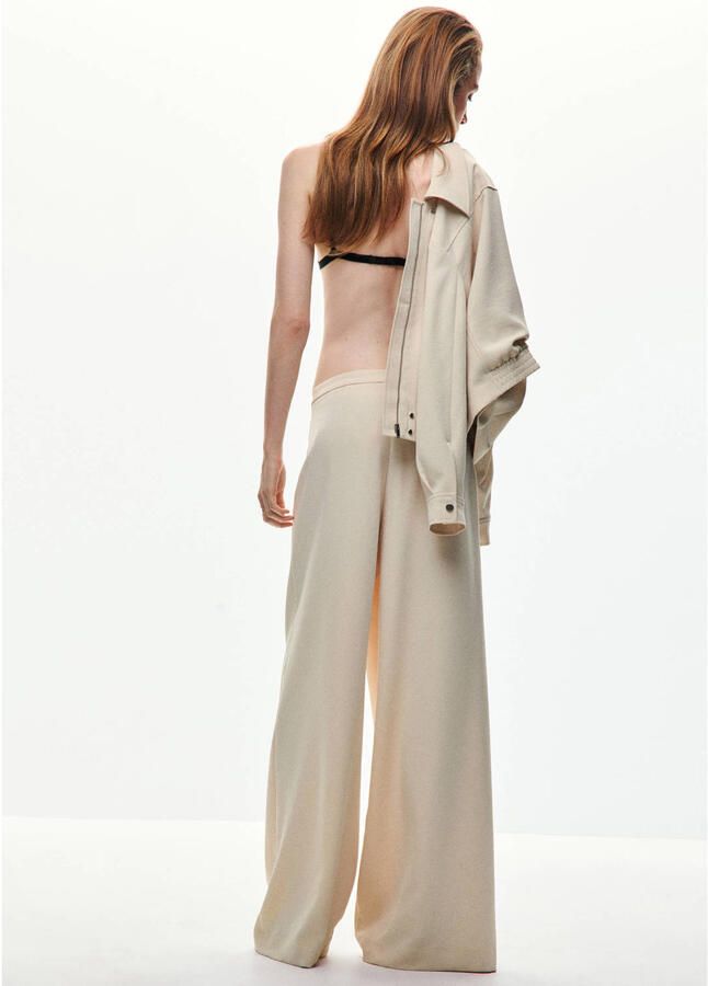 Mango wide leg broek beige - Foto 2