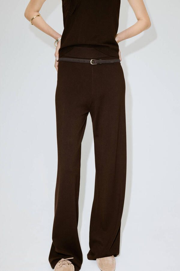 Mango wide leg broek bruin
