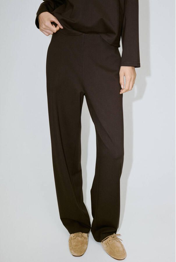 Mango wide leg broek bruin