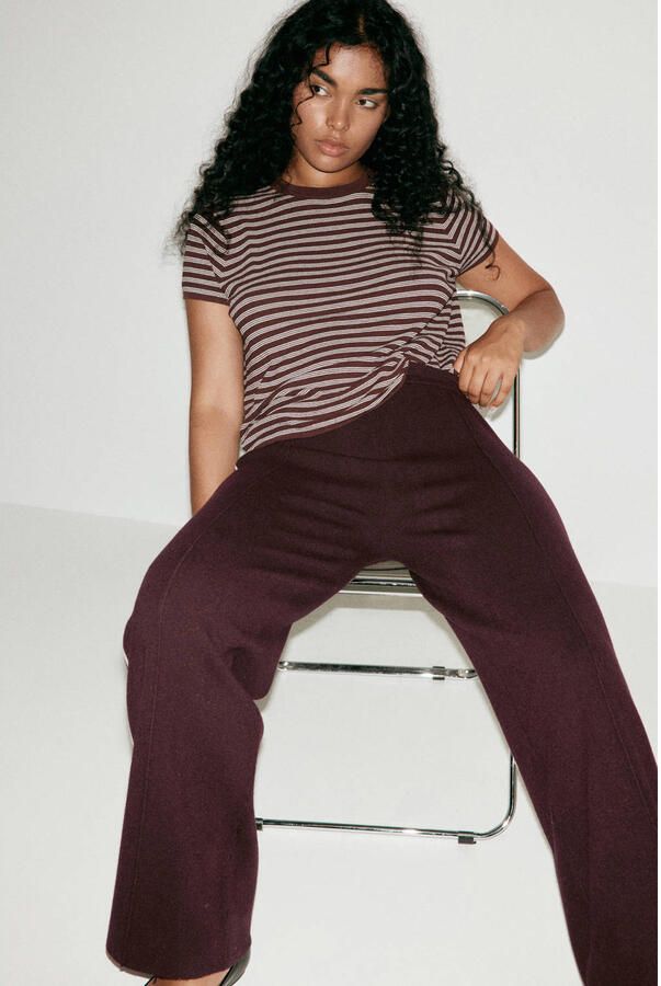 Mango wide leg broek bruin - Foto 2