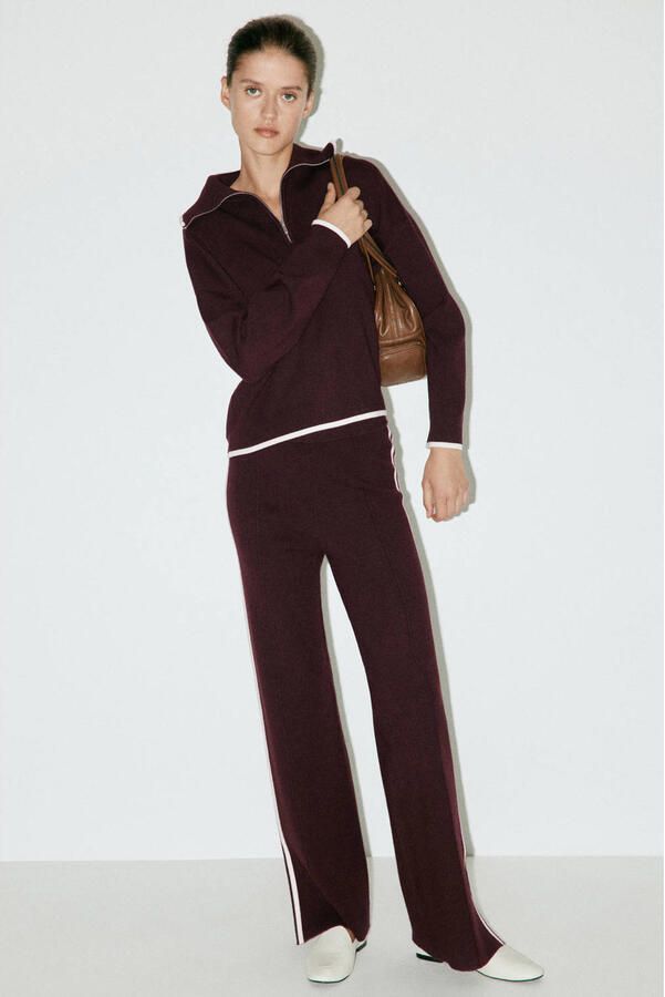 Mango wide leg broek bruin - Foto 3