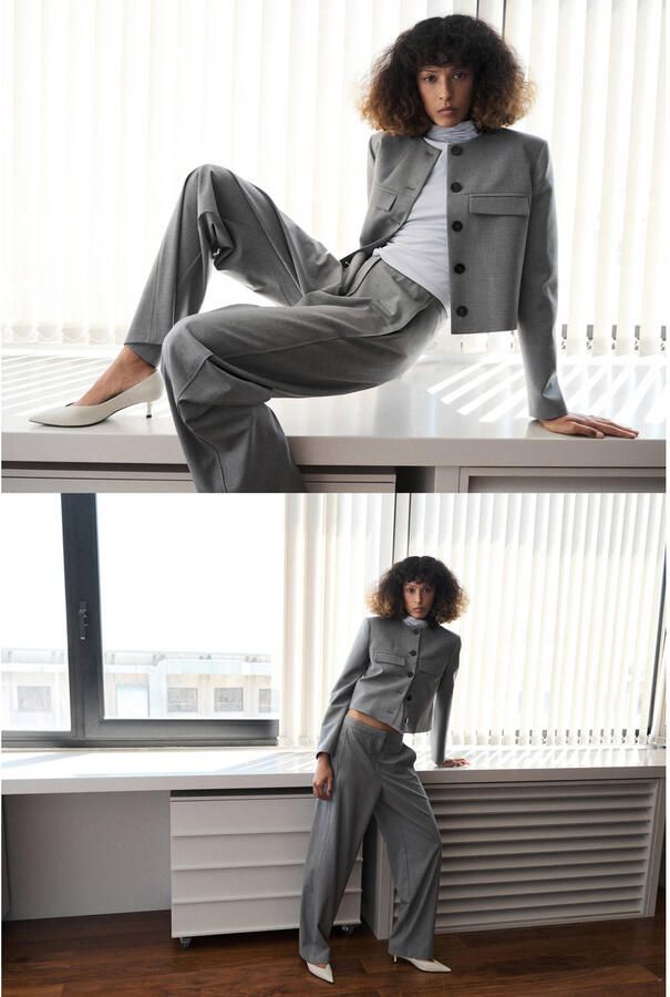 Mango wide leg broek grijs - Foto 2