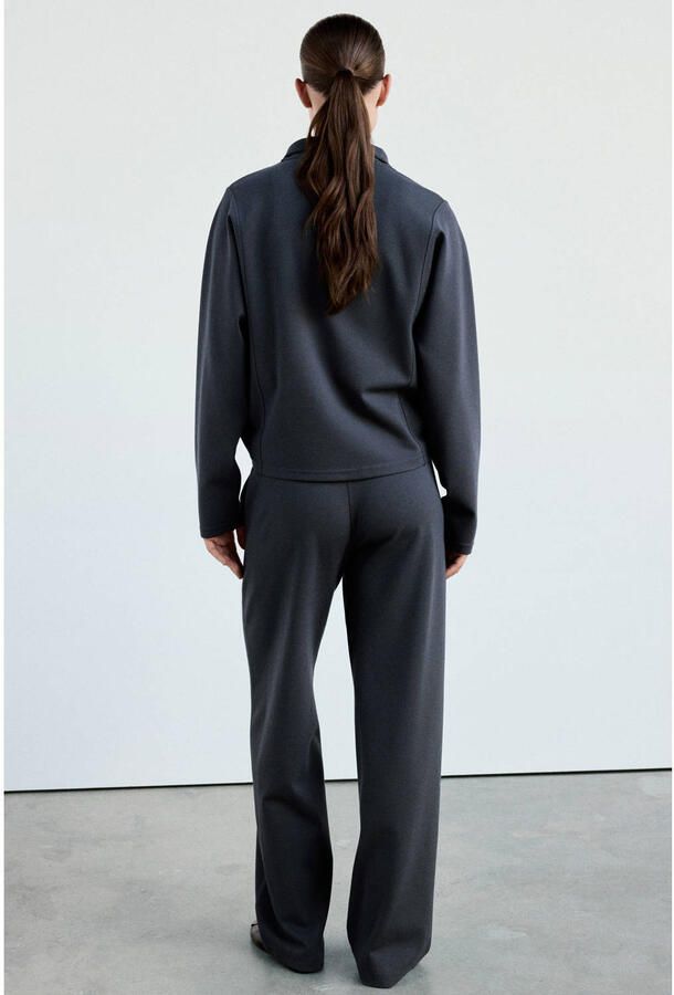 Mango wide leg broek grijsblauw - Foto 2