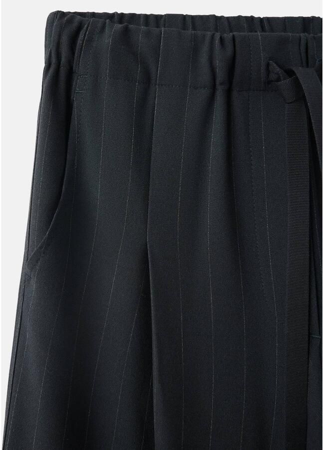 Mango wide leg broek met krijtstreep marineblauw - Foto 2