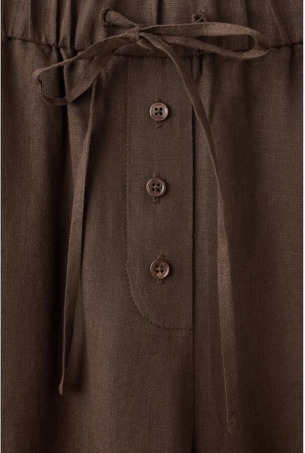 Mango wide leg broek met linnen donkerbruin - Foto 2