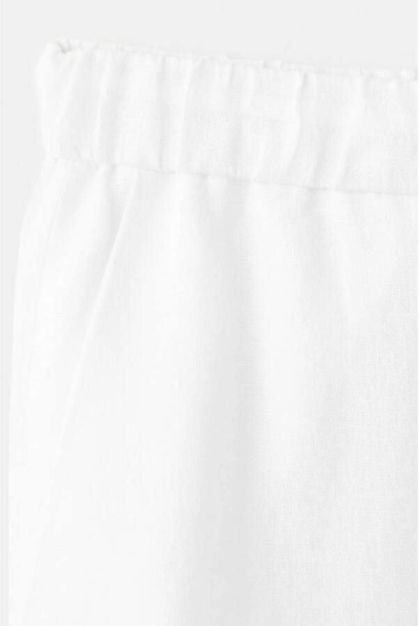 Mango wide leg broek met linnen wit - Foto 2