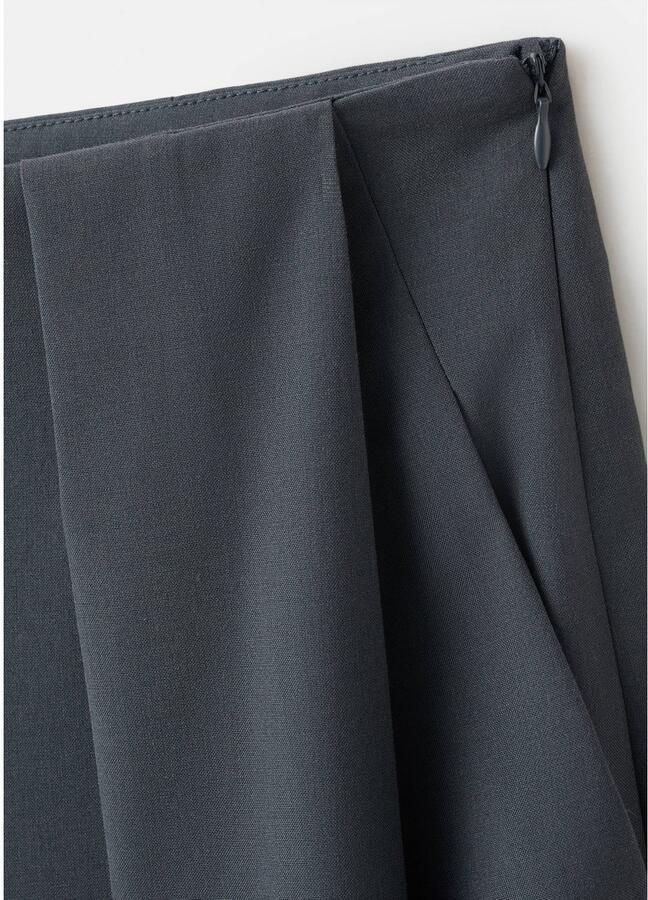 Mango wide leg broek met plooien grijs - Foto 2