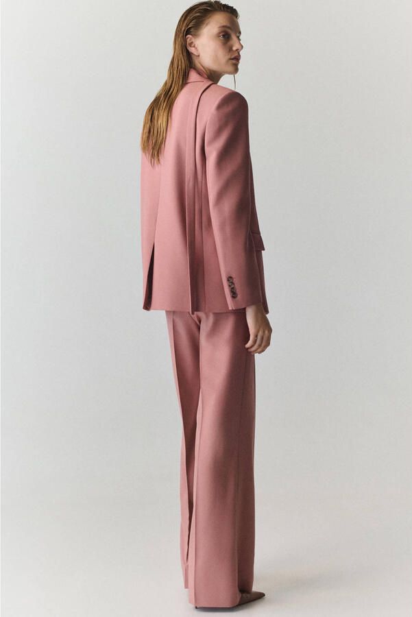 Mango wide leg broek oudroze - Foto 2