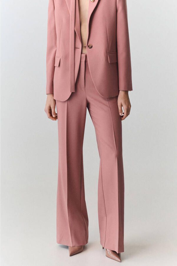 Mango wide leg broek oudroze - Foto 3