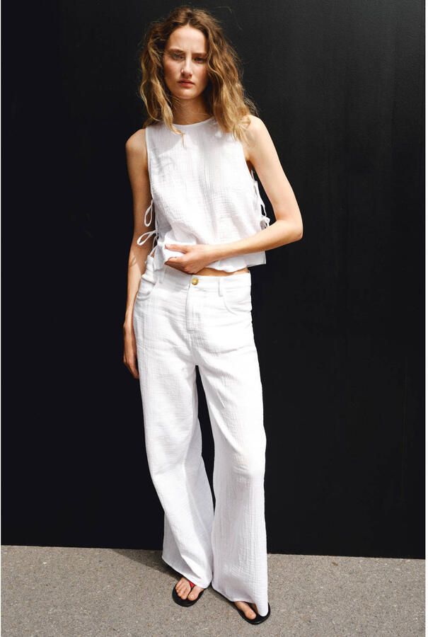 Mango wide leg broek wit