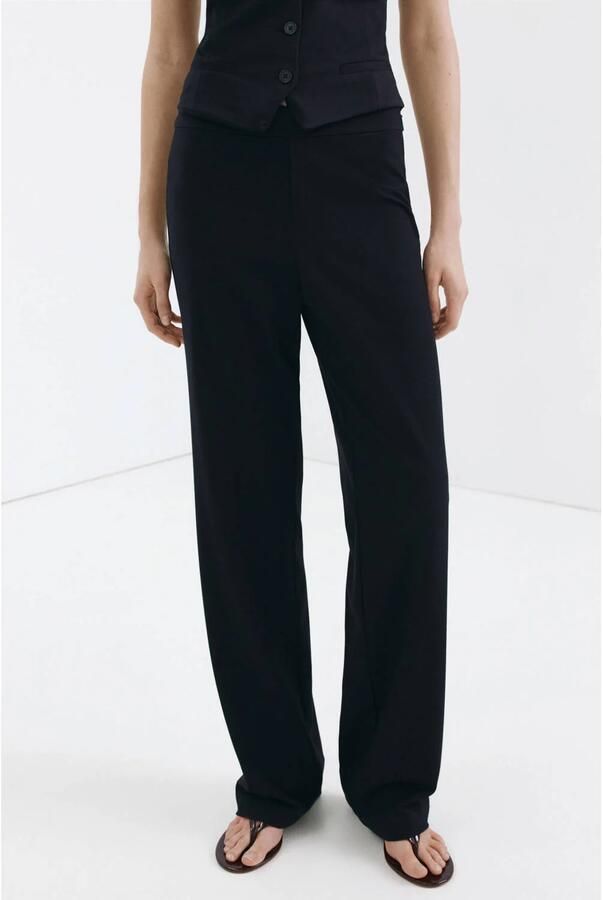 Mango wide leg broek zwart