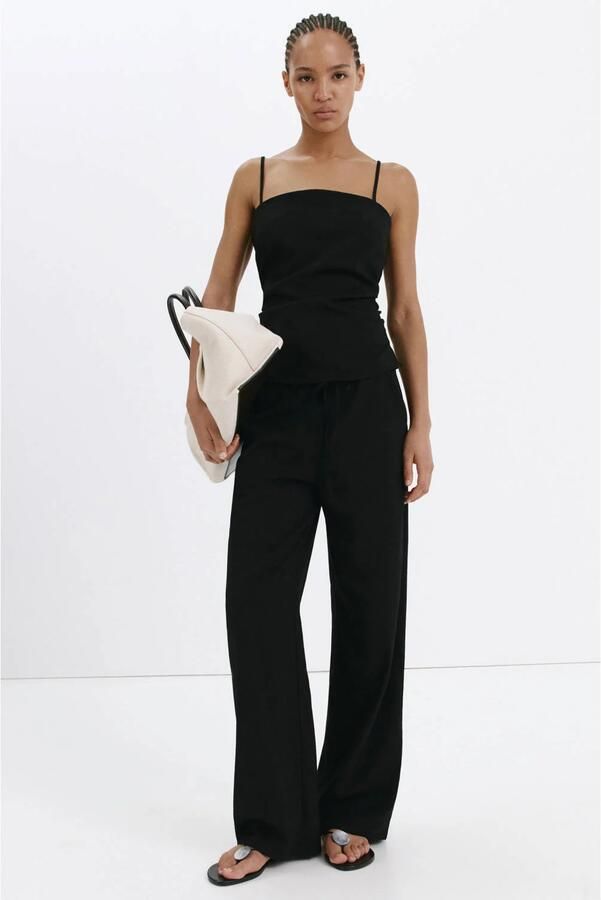 Mango wide leg broek zwart