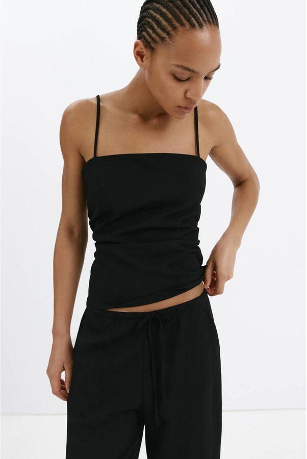 Mango wide leg broek zwart - Foto 2