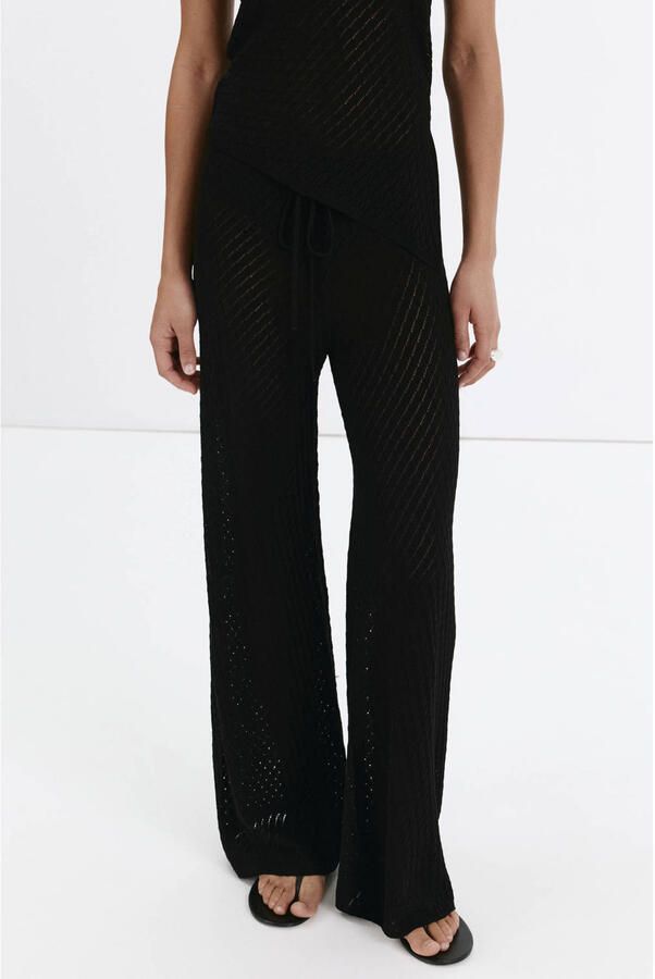 Mango wide leg broek zwart