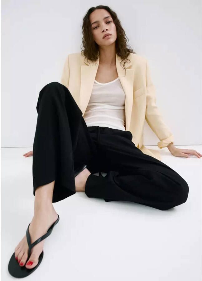 Mango wide leg broek zwart - Foto 3