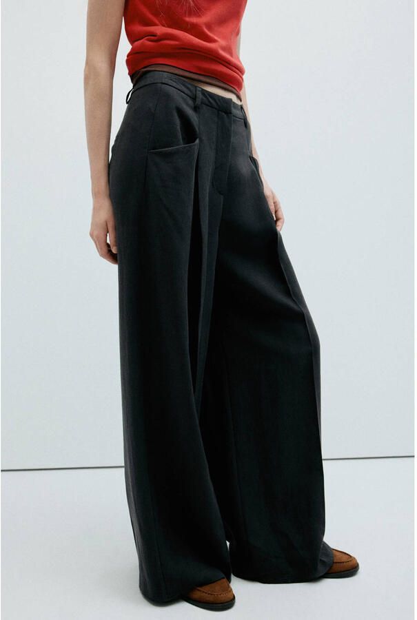 Mango wide leg broek zwart