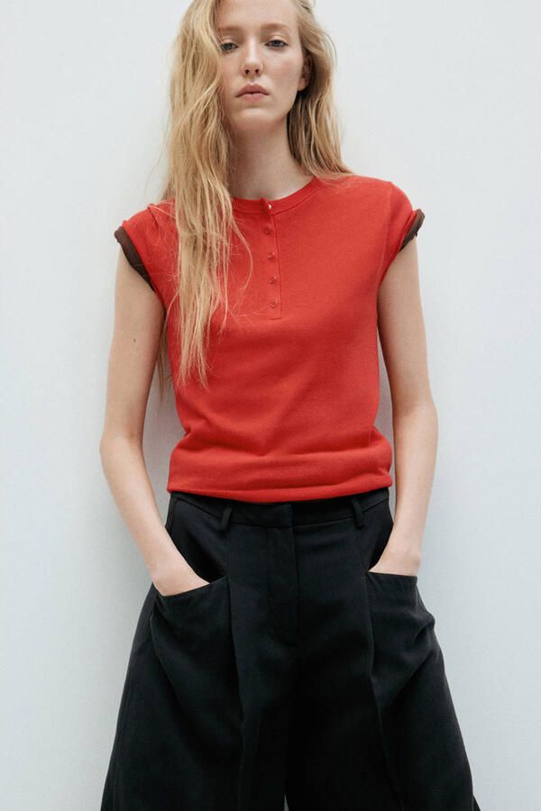 Mango wide leg broek zwart - Foto 3