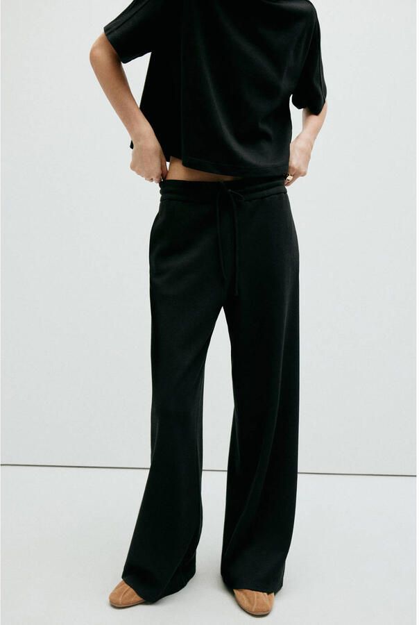 Mango wide leg broek zwart