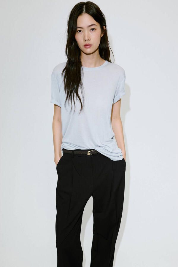Mango wide leg broek zwart