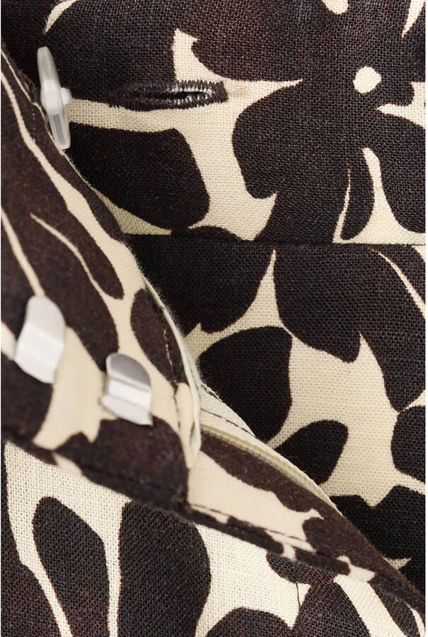 Mango wide leg gebloemde broek met linnen bruin - Foto 2