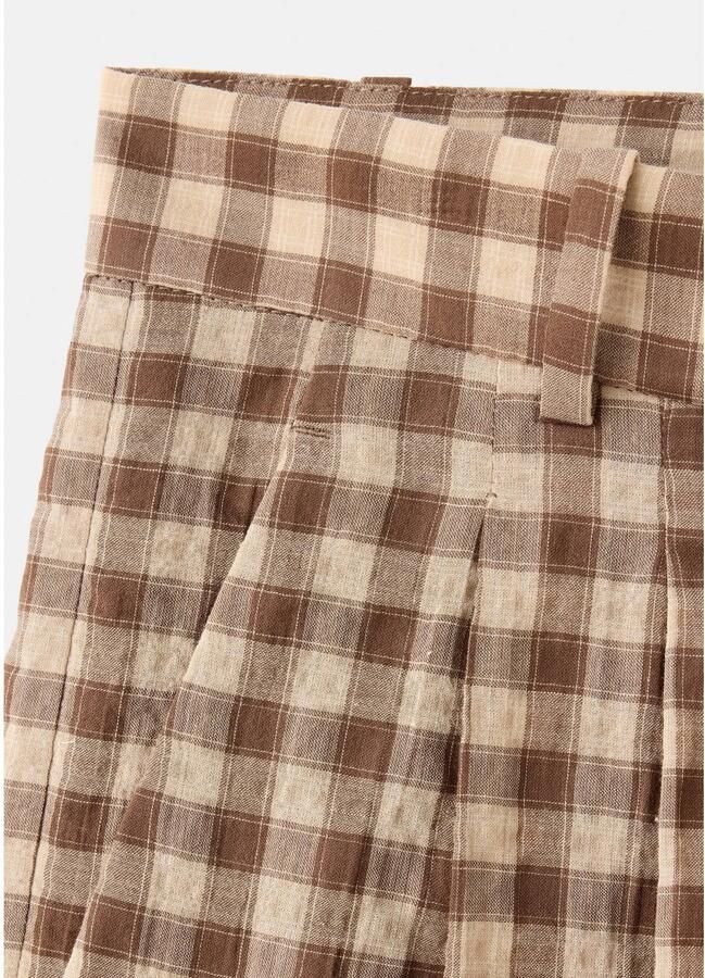 Mango wide leg geruite broek bruin - Foto 2