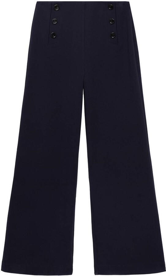 Mango wide leg high waist broek donkerblauw - Foto 3