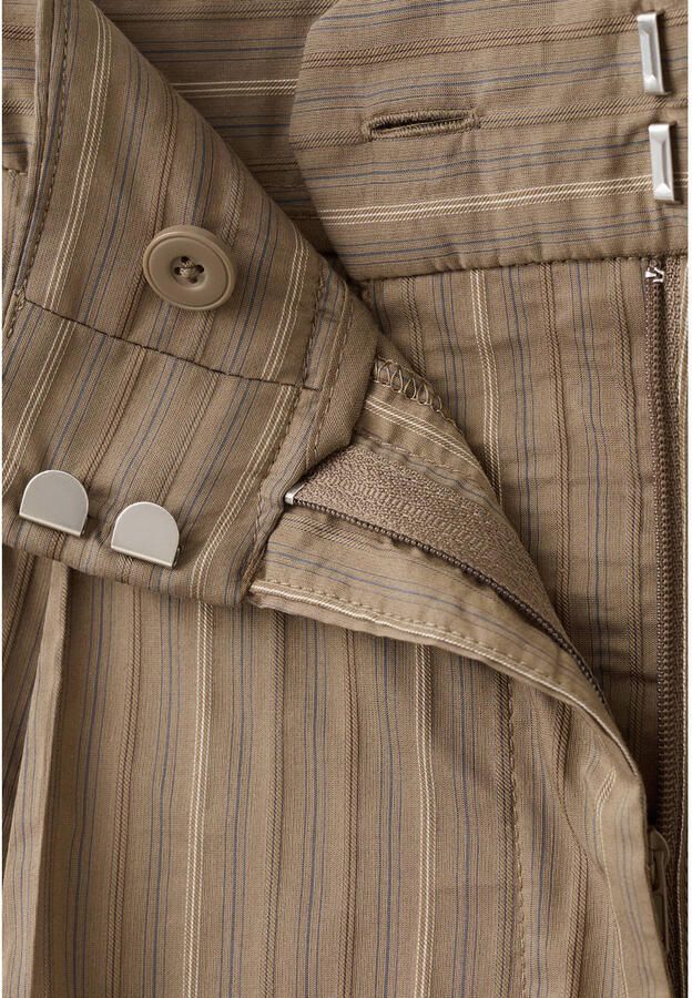 Mango wide leg high waist broek met krijtstreep bruin - Foto 2