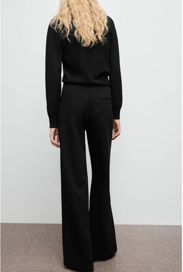 Mango wide leg high waist broek zwart - Foto 3