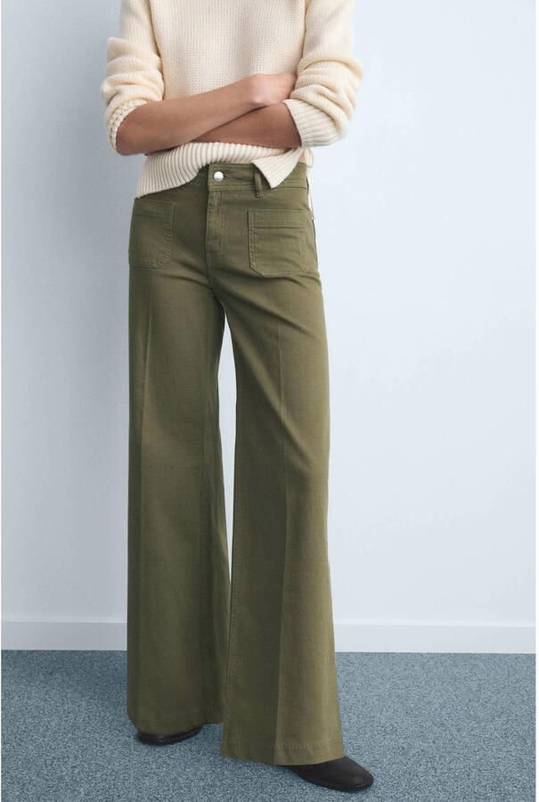 Mango wide leg high waist jeans kaki