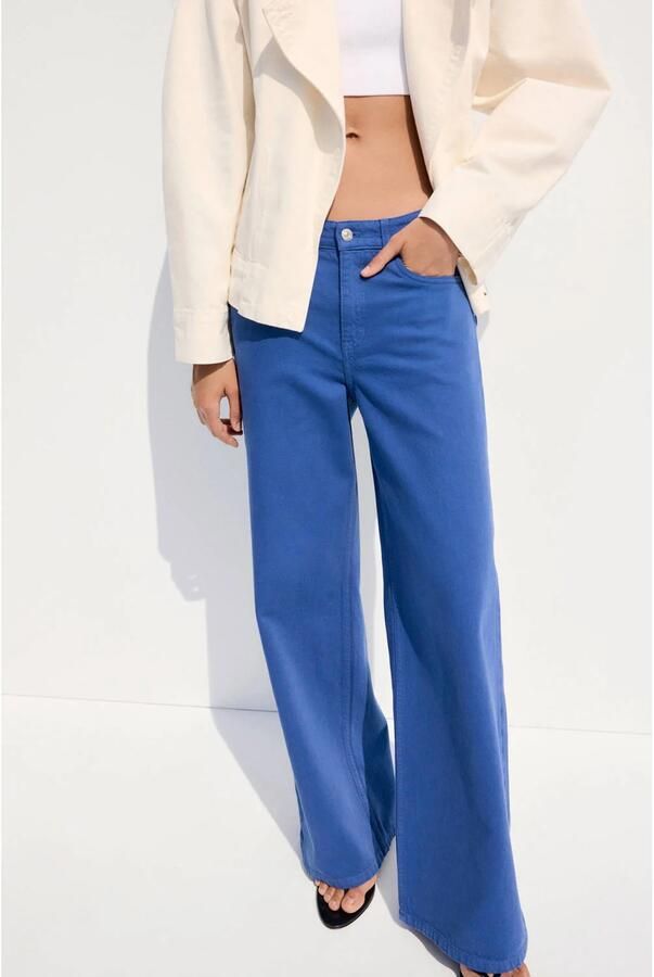 Mango wide leg jeans blauw