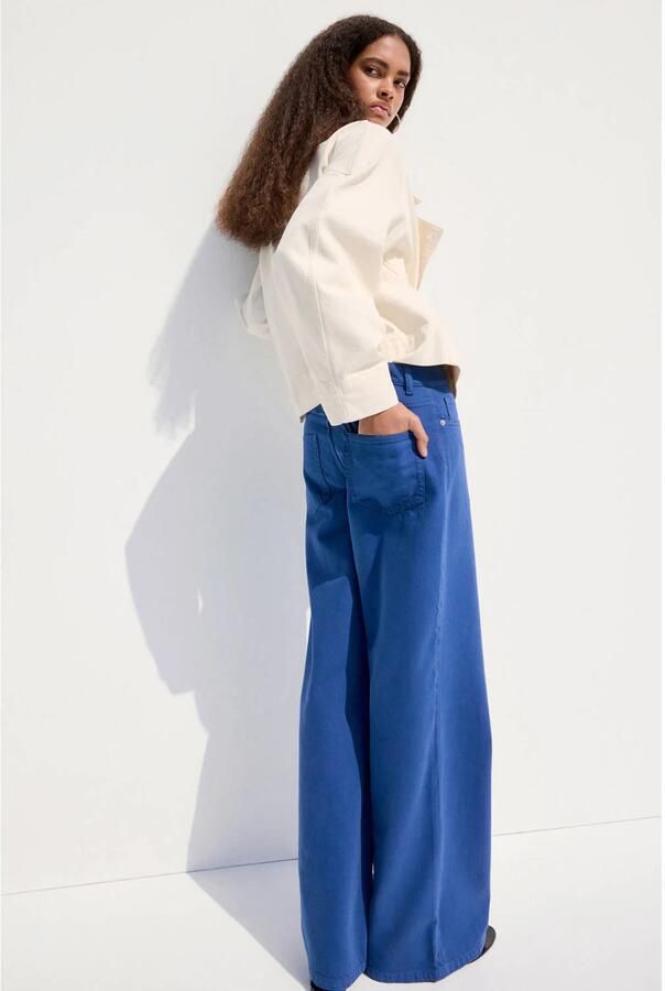 Mango wide leg jeans blauw - Foto 3