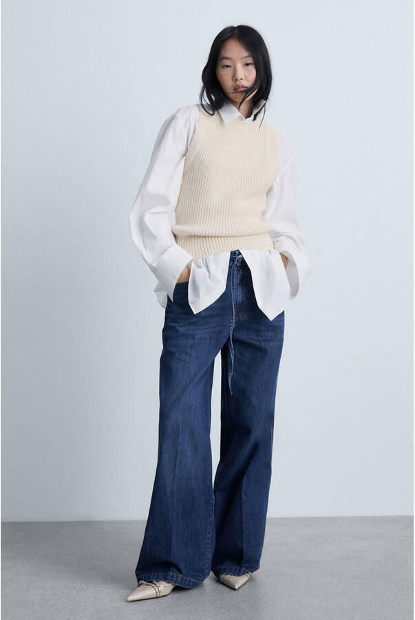 Mango wide leg jeans dark blue denim