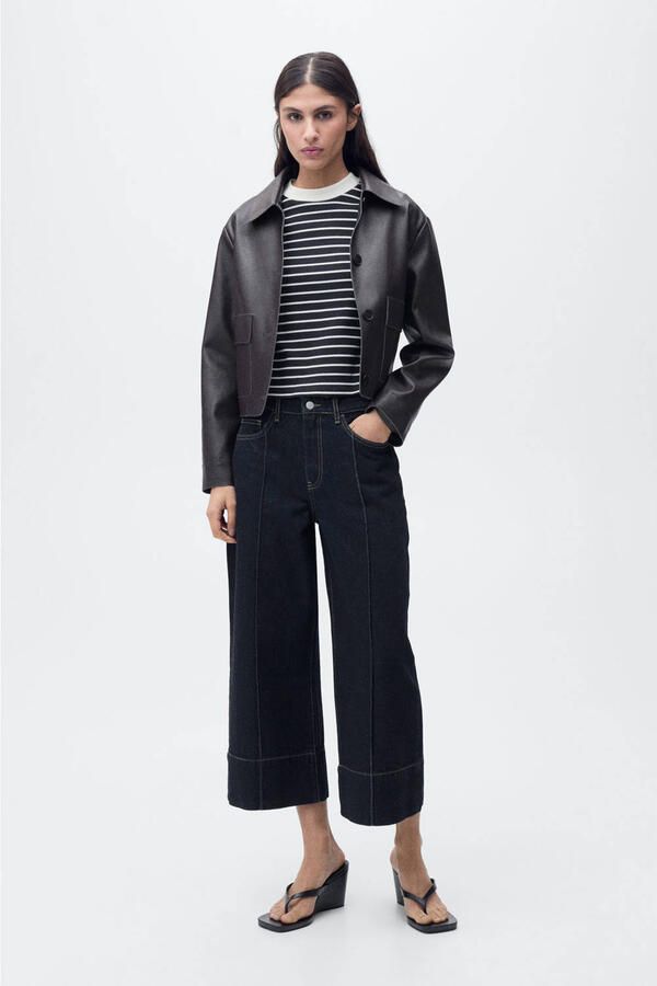 Mango wide leg jeans dark blue denim - Foto 3