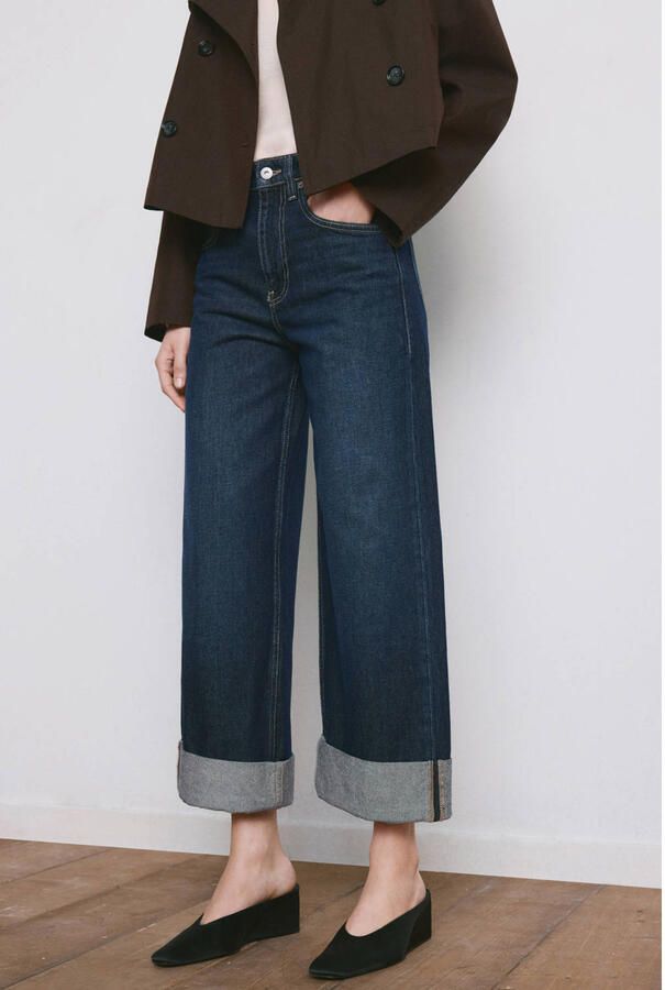 Mango wide leg jeans dark blue denim