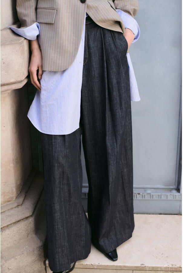 Mango wide leg jeans dark blue denim - Foto 2