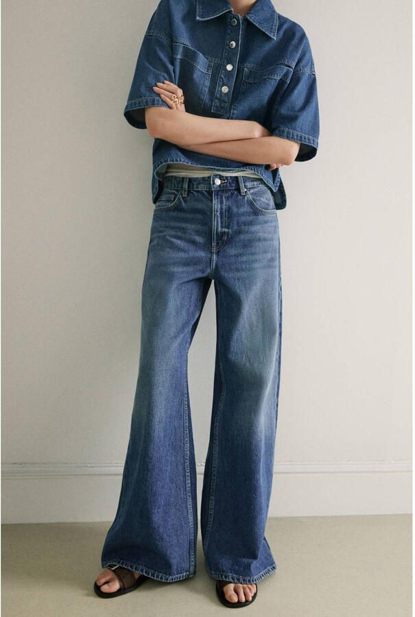 Mango wide leg jeans dark blue denim