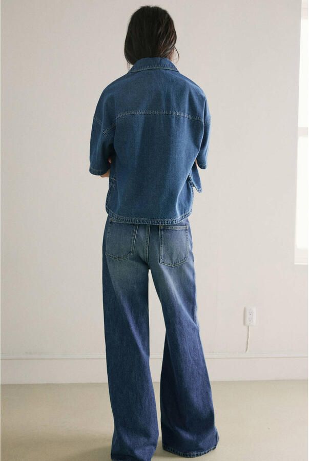 Mango wide leg jeans dark blue denim - Foto 3