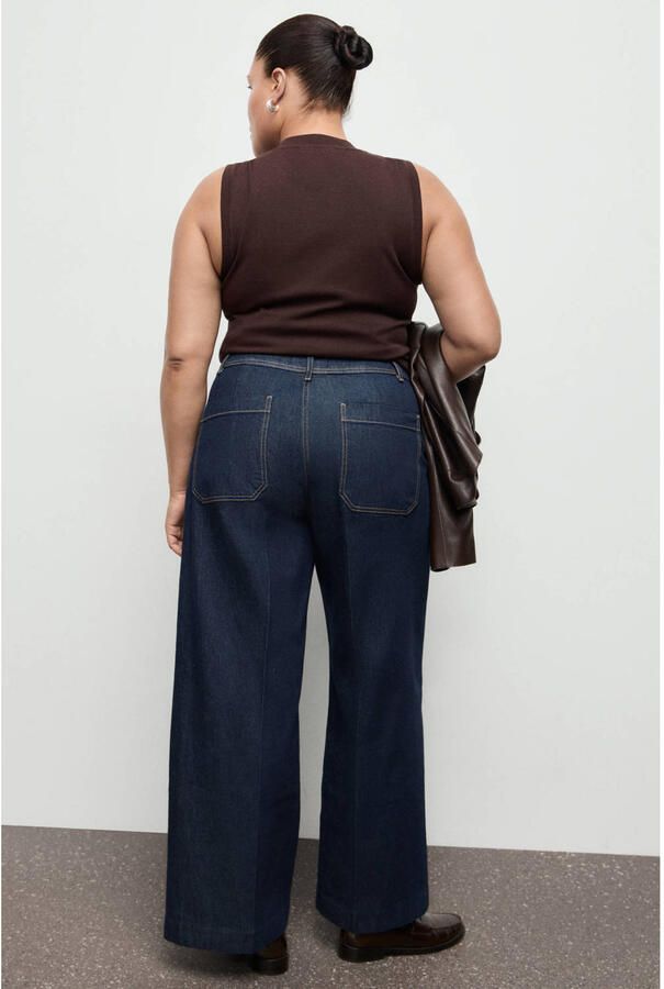 Mango wide leg jeans dark blue denim - Foto 2