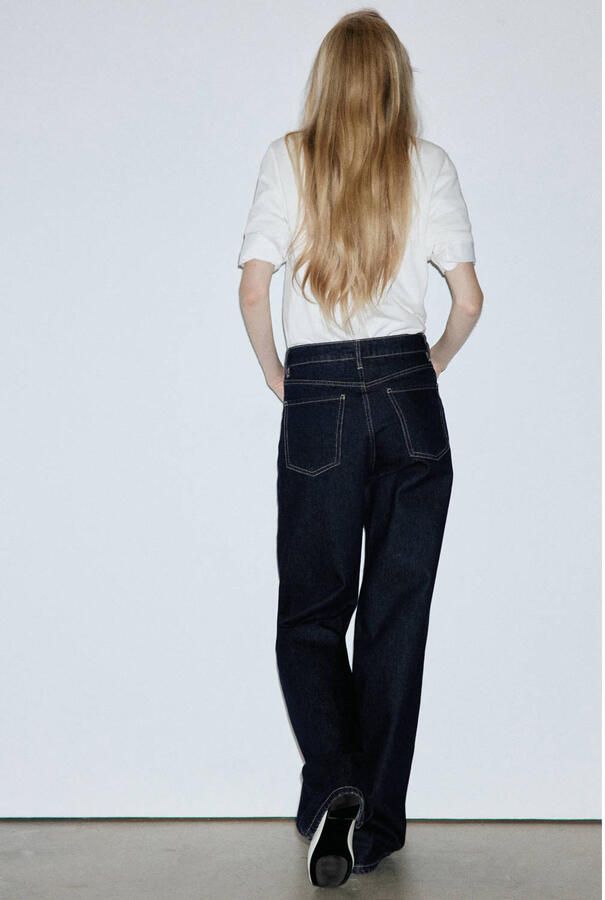 Mango wide leg jeans donkerblauw denim - Foto 3