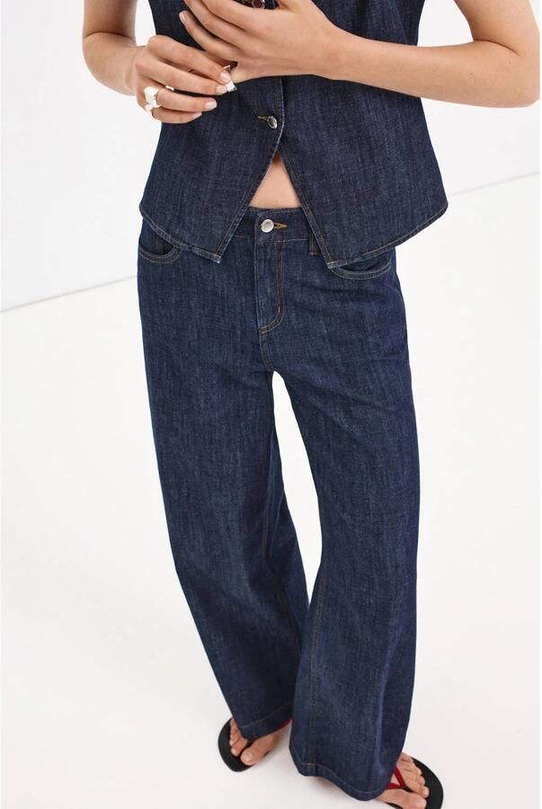 Mango wide leg jeans donkerblauw