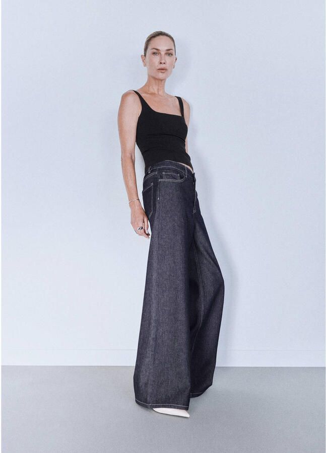 Mango wide leg jeans donkerblauw - Foto 2